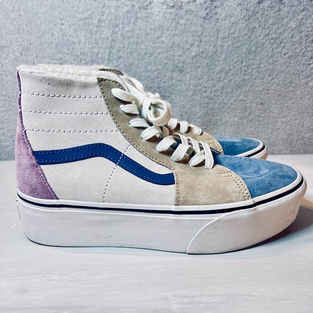 Vans Sk8 Hi Tapered Stackform Pig Suede Sherpa Shoes Multi Color Women's 8.5l